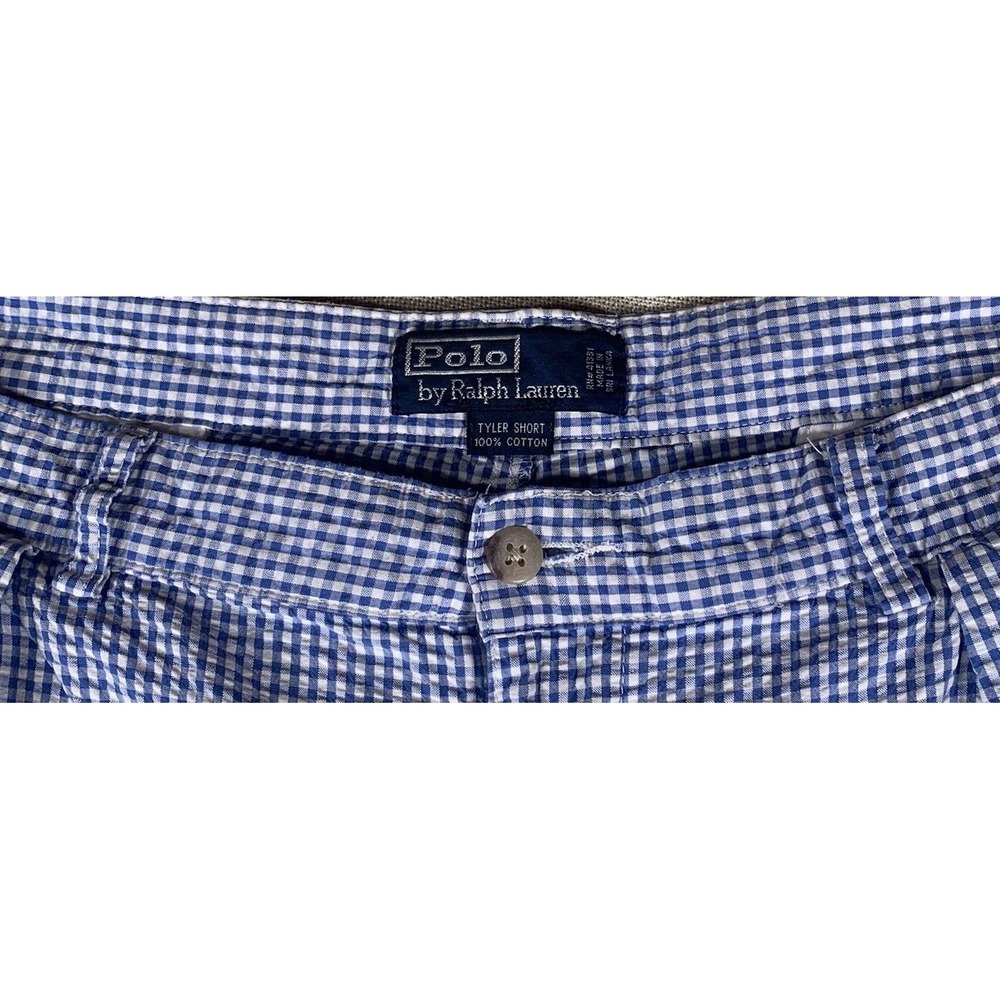Polo Ralph Lauren Tyler Shorts Seersucker Blue And White Checks Size 38 - Picture 3 of 7